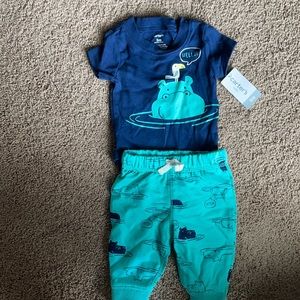 Carter’s Blue Hippo Bodysuit and Pants set NWT